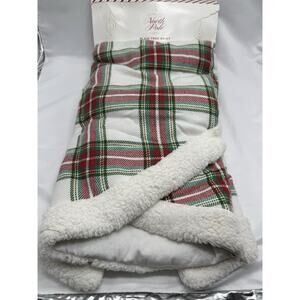 North Pole Trading Company Plaid Sherpa Lined Christmas Tree Skirt 52” RL NWT